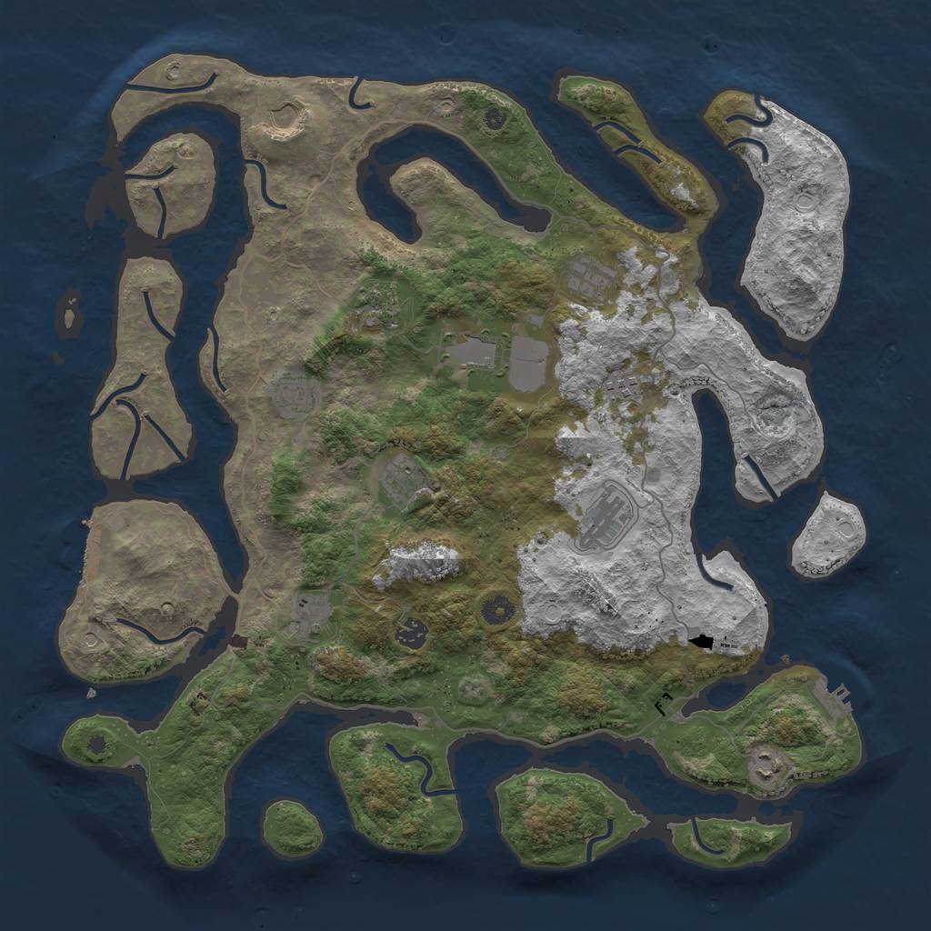 Rust Map: Procedural Map, Size: 4500, Seed: 988554579, 22 Monuments