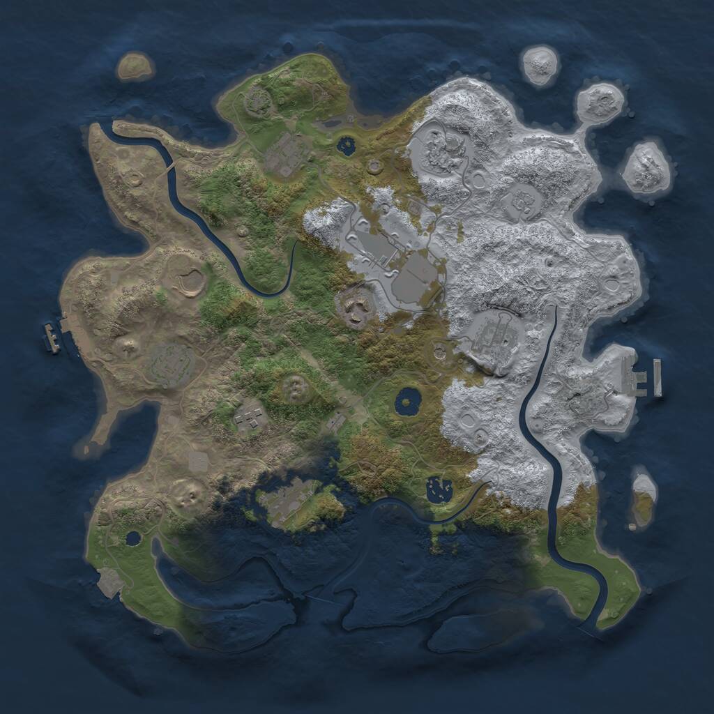 Rust Map: Procedural Map, Size: 3850, Seed: 866278311, 16 Monuments
