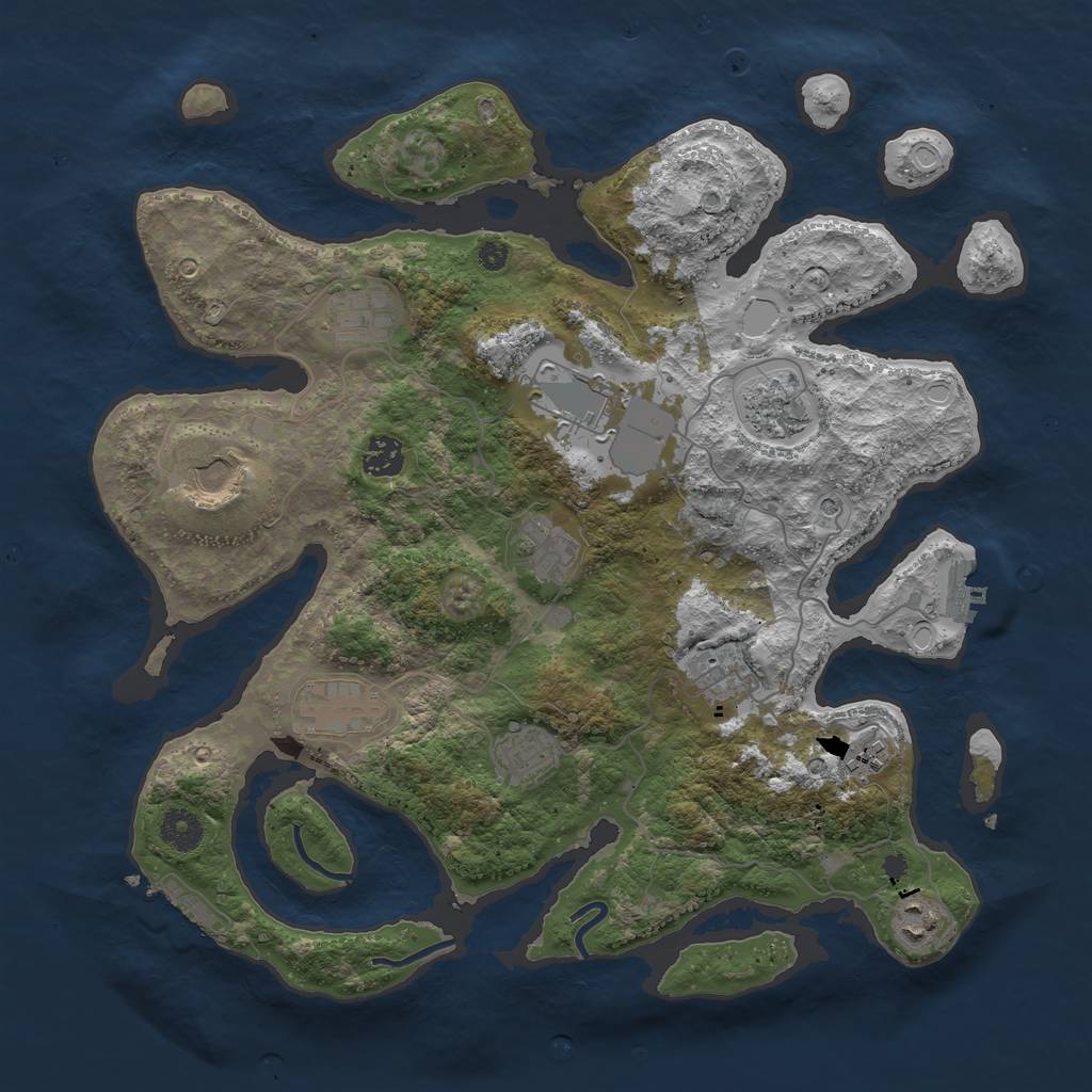 Rust Map: Procedural Map, Size: 3850, Seed: 866278311, 22 Monuments