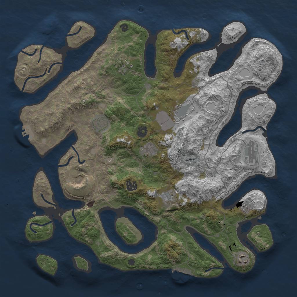 Rust Map: Procedural Map, Size: 4000, Seed: 932934733, 21 Monuments