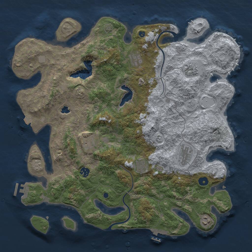 Rust Map: Procedural Map, Size: 4000, Seed: 932934733, 14 Monuments