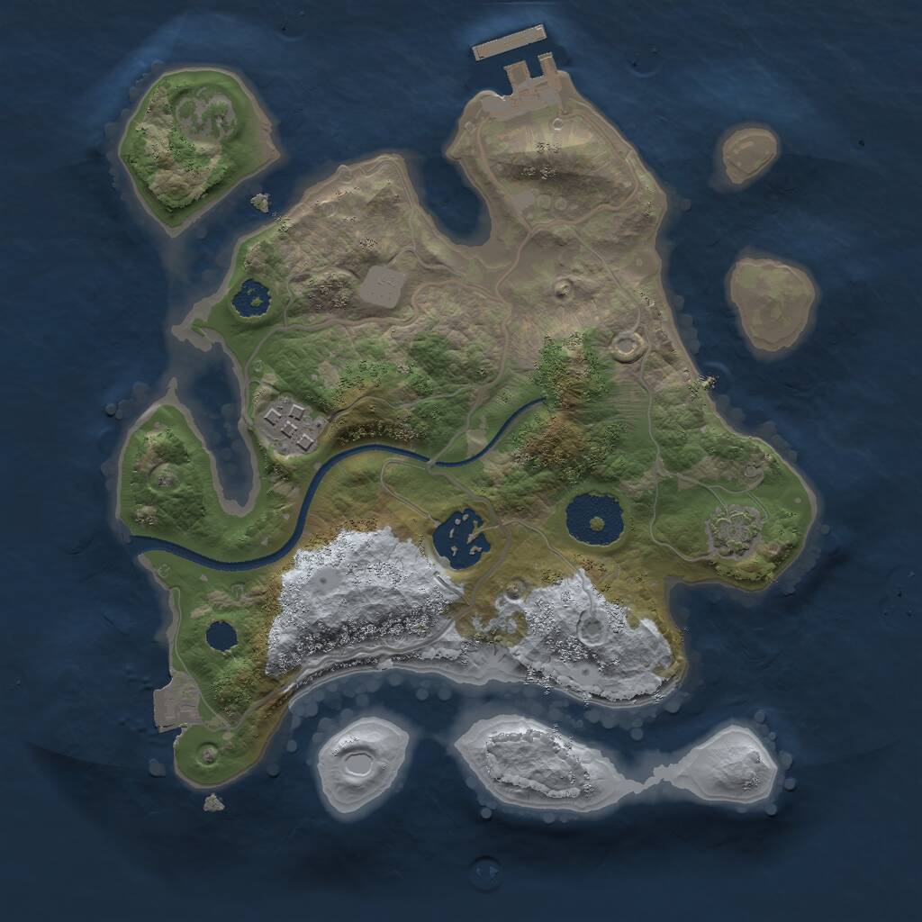 Rust Map: Procedural Map, Size: 2500, Seed: 6544, 5 Monuments