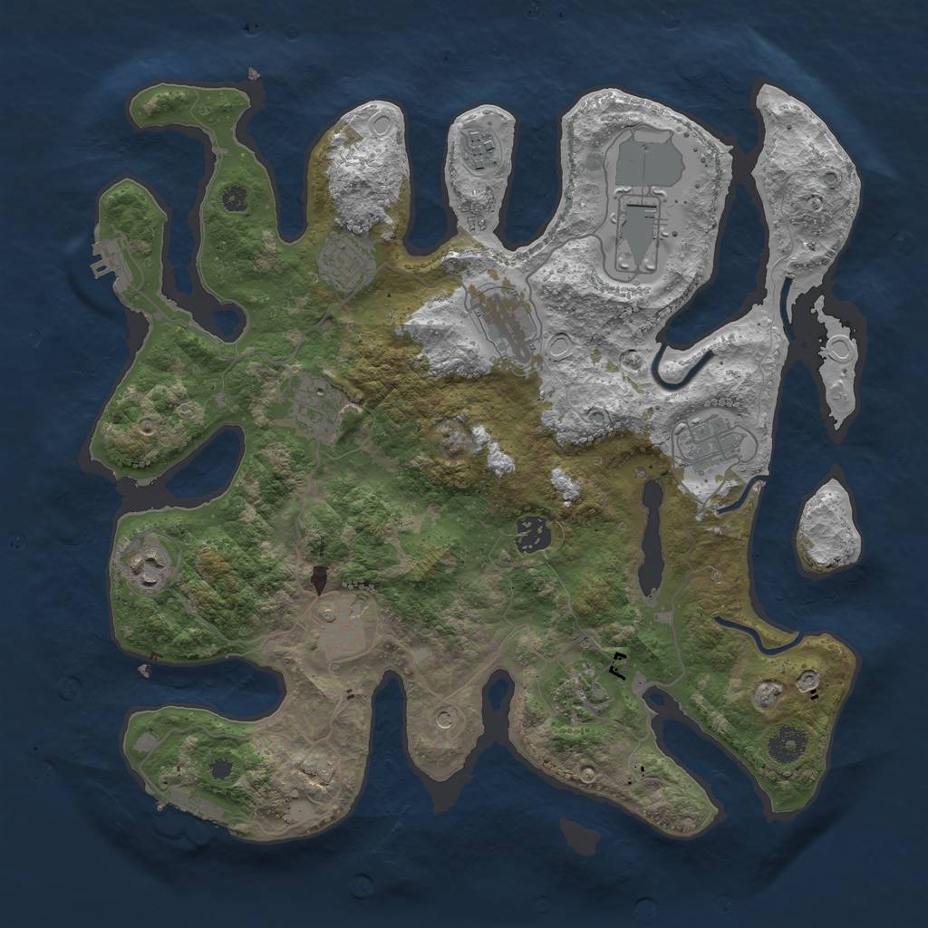 Rust Map: Procedural Map, Size: 3700, Seed: 1273333315, 21 Monuments