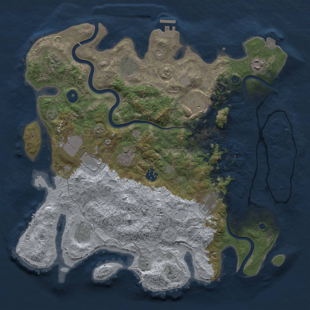 Rust Map: Procedural Map, Size: 3950, Seed: 709087, 15 Monuments