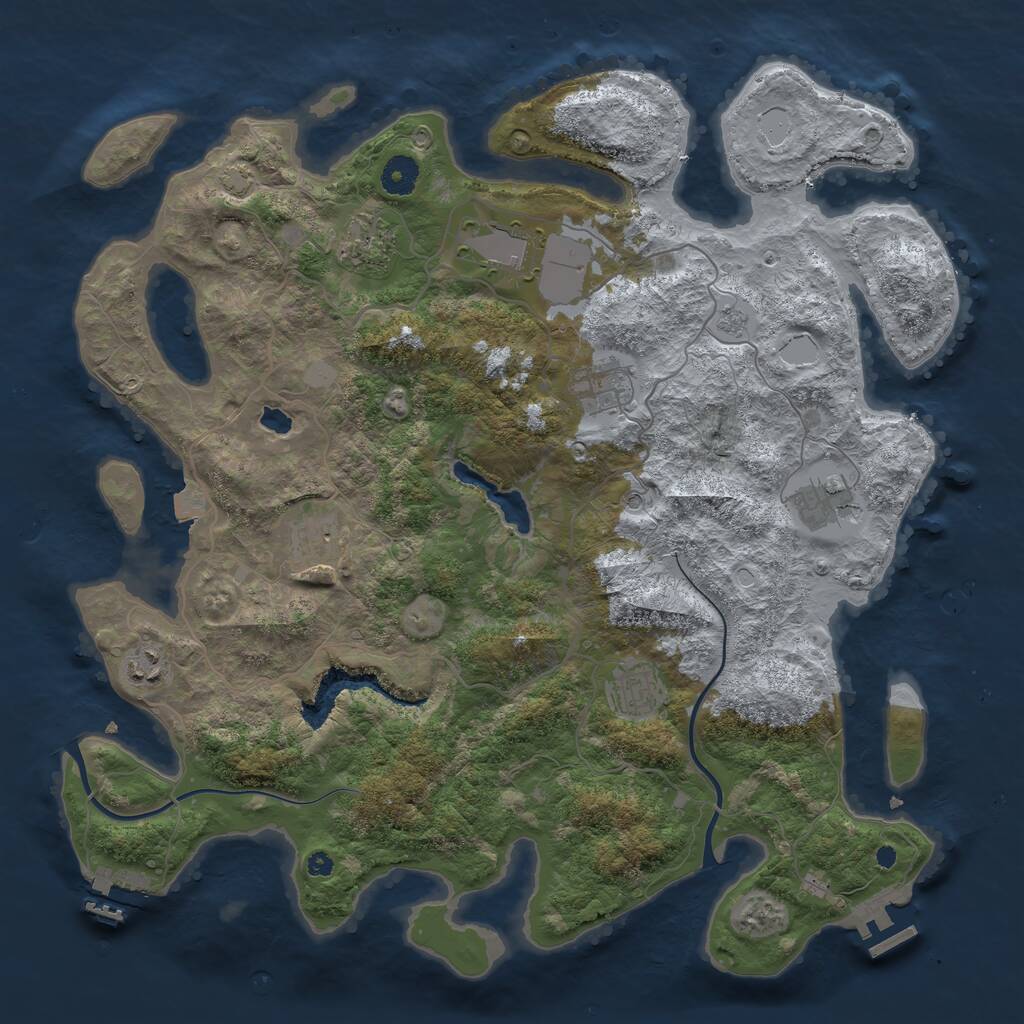 Rust Map: Procedural Map, Size: 4000, Seed: 308937447, 13 Monuments