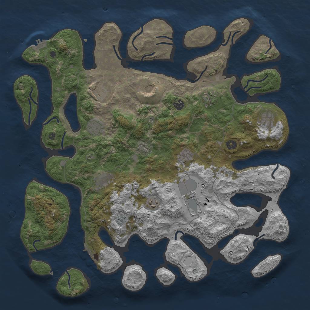 Rust Map: Procedural Map, Size: 4500, Seed: 502393078, 22 Monuments