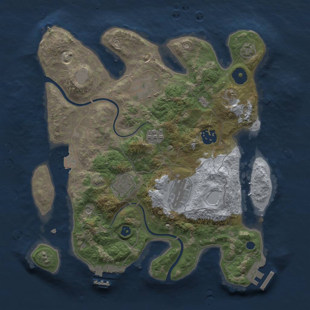 Rust Map: Procedural Map, Size: 3000, Seed: 1247568390, 10 Monuments