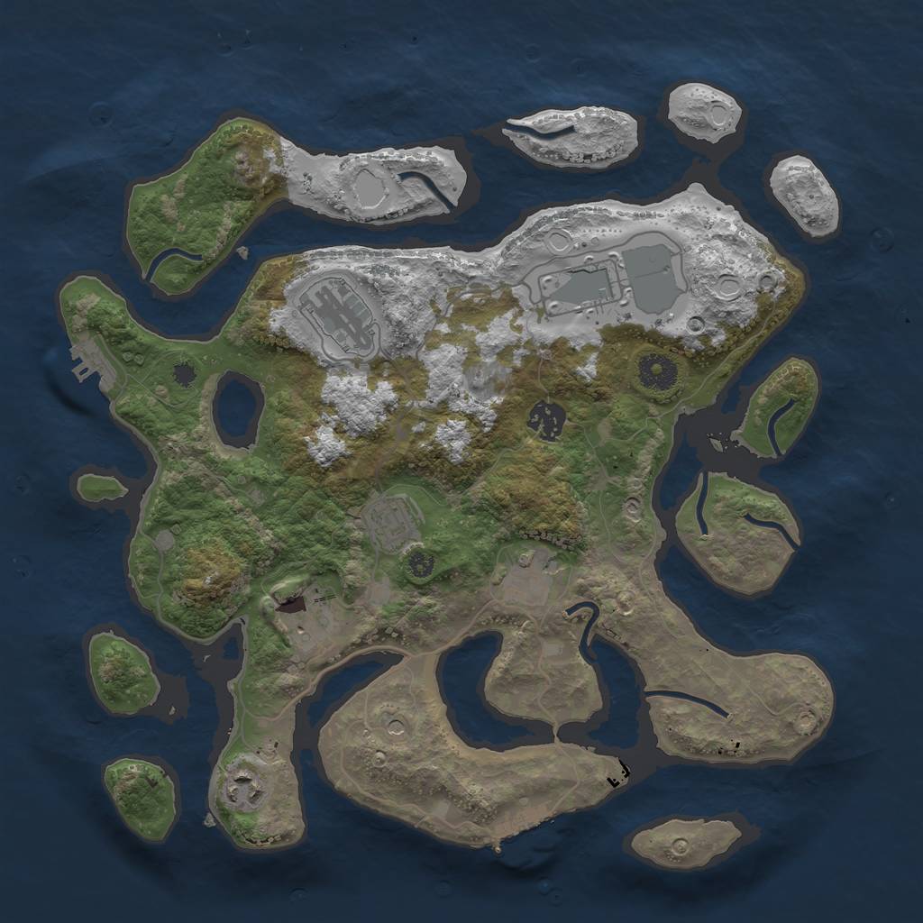 Rust Map: Procedural Map, Size: 3600, Seed: 1882926045, 18 Monuments