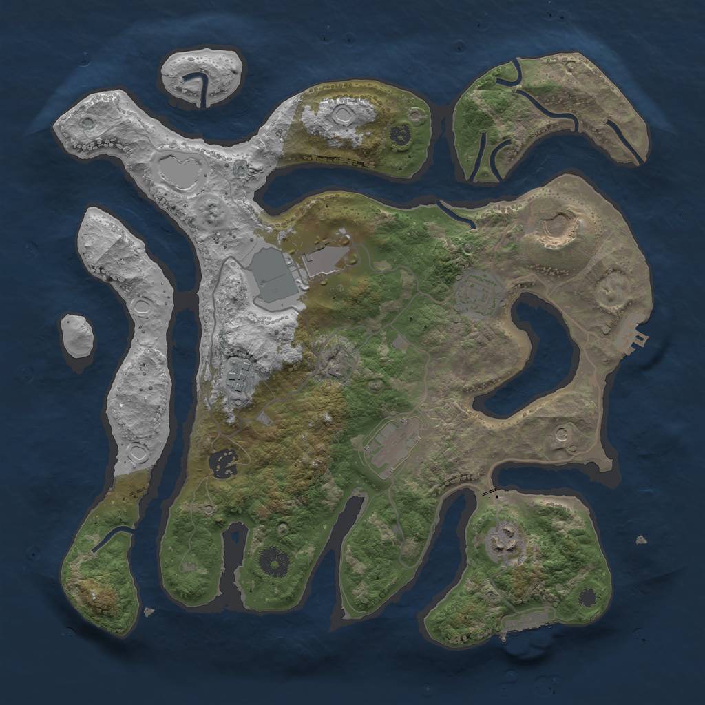 Rust Map: Procedural Map, Size: 3500, Seed: 9701723, 18 Monuments