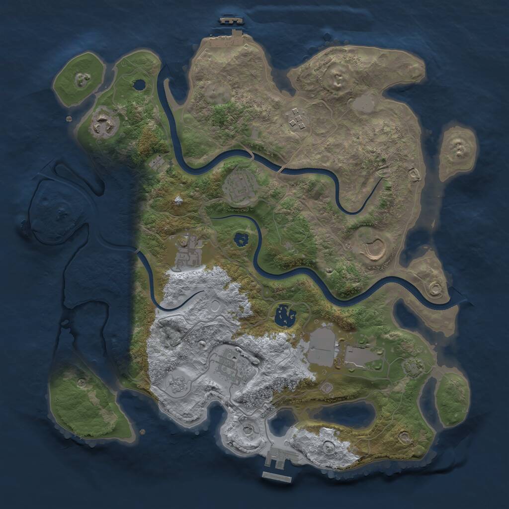 Rust Map: Procedural Map, Size: 3500, Seed: 1209644109, 14 Monuments