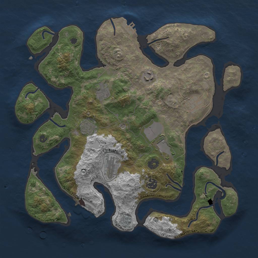 Rust Map: Procedural Map, Size: 3500, Seed: 1209644109, 19 Monuments