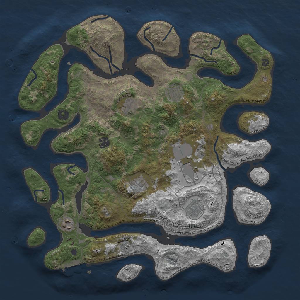 Rust Map: Procedural Map, Size: 4000, Seed: 25564183, 18 Monuments