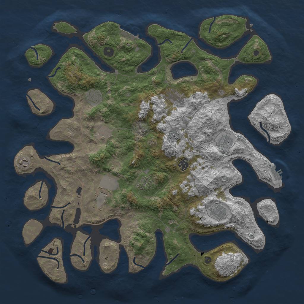 Rust Map: Procedural Map, Size: 4500, Seed: 654974573, 21 Monuments