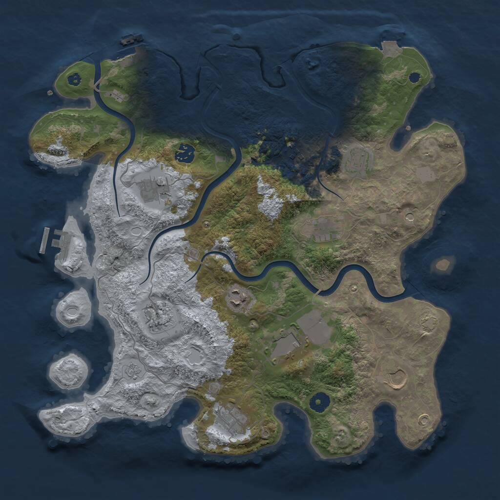 Rust Map: Procedural Map, Size: 3800, Seed: 660317202, 16 Monuments