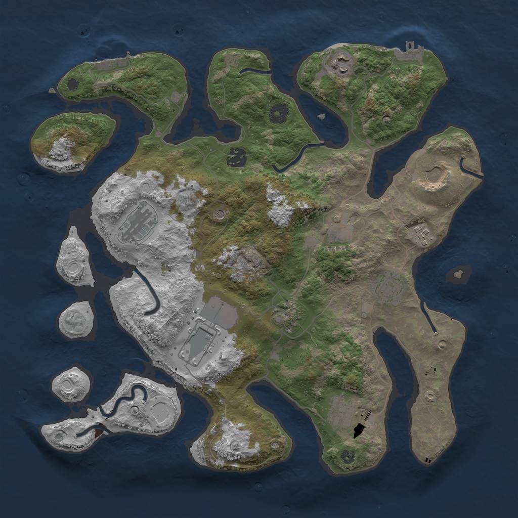 Rust Map: Procedural Map, Size: 3800, Seed: 660317202, 21 Monuments