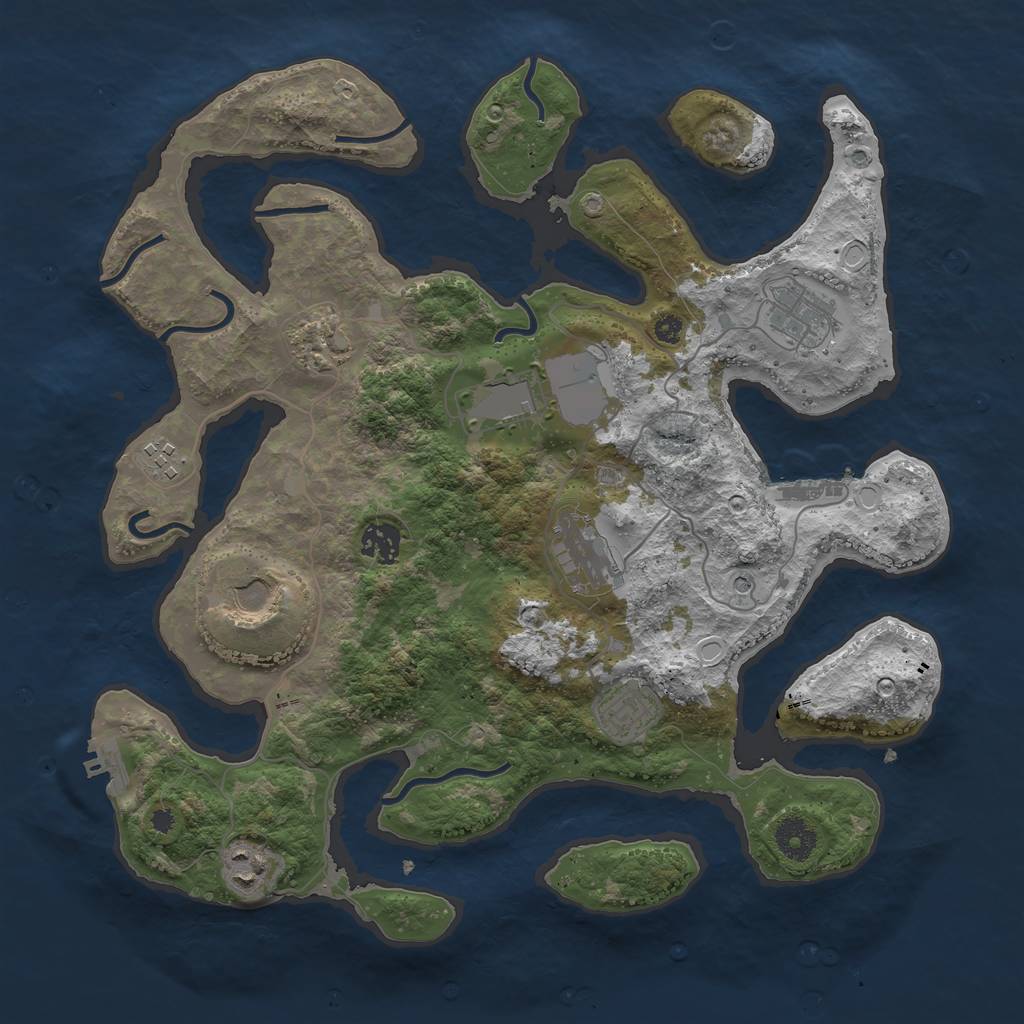 Rust Map: Procedural Map, Size: 3700, Seed: 1713531905, 20 Monuments