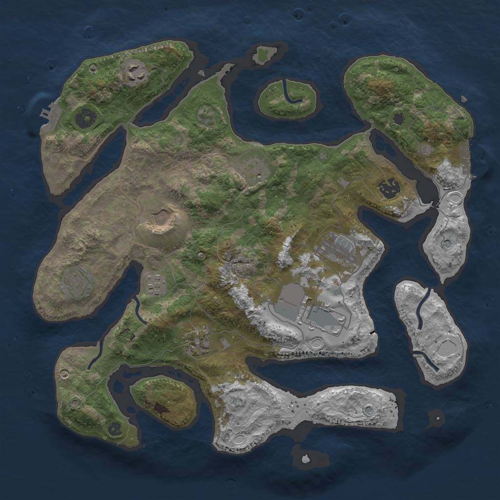 Rust Map: Procedural Map, Size: 3700, Seed: 903234768, 20 Monuments