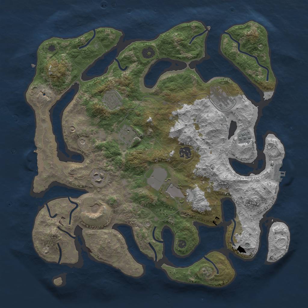 Rust Map: Procedural Map, Size: 3750, Seed: 129293627, 19 Monuments