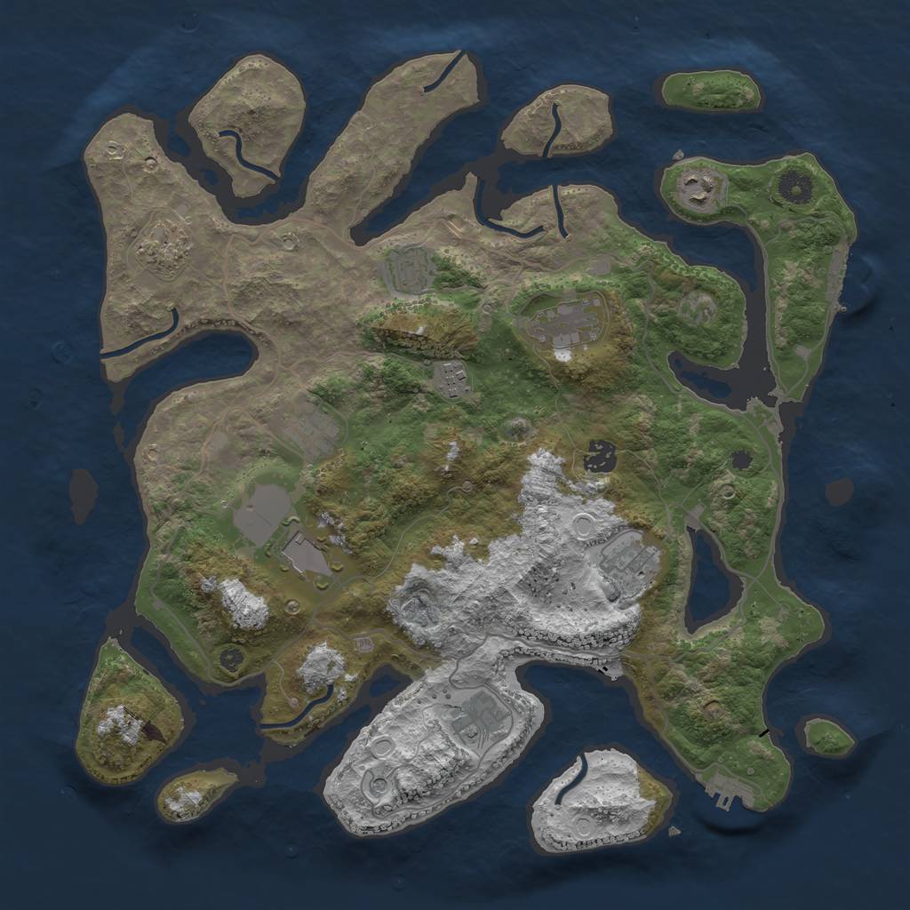 Rust Map: Procedural Map, Size: 4000, Seed: 1982383119, 21 Monuments