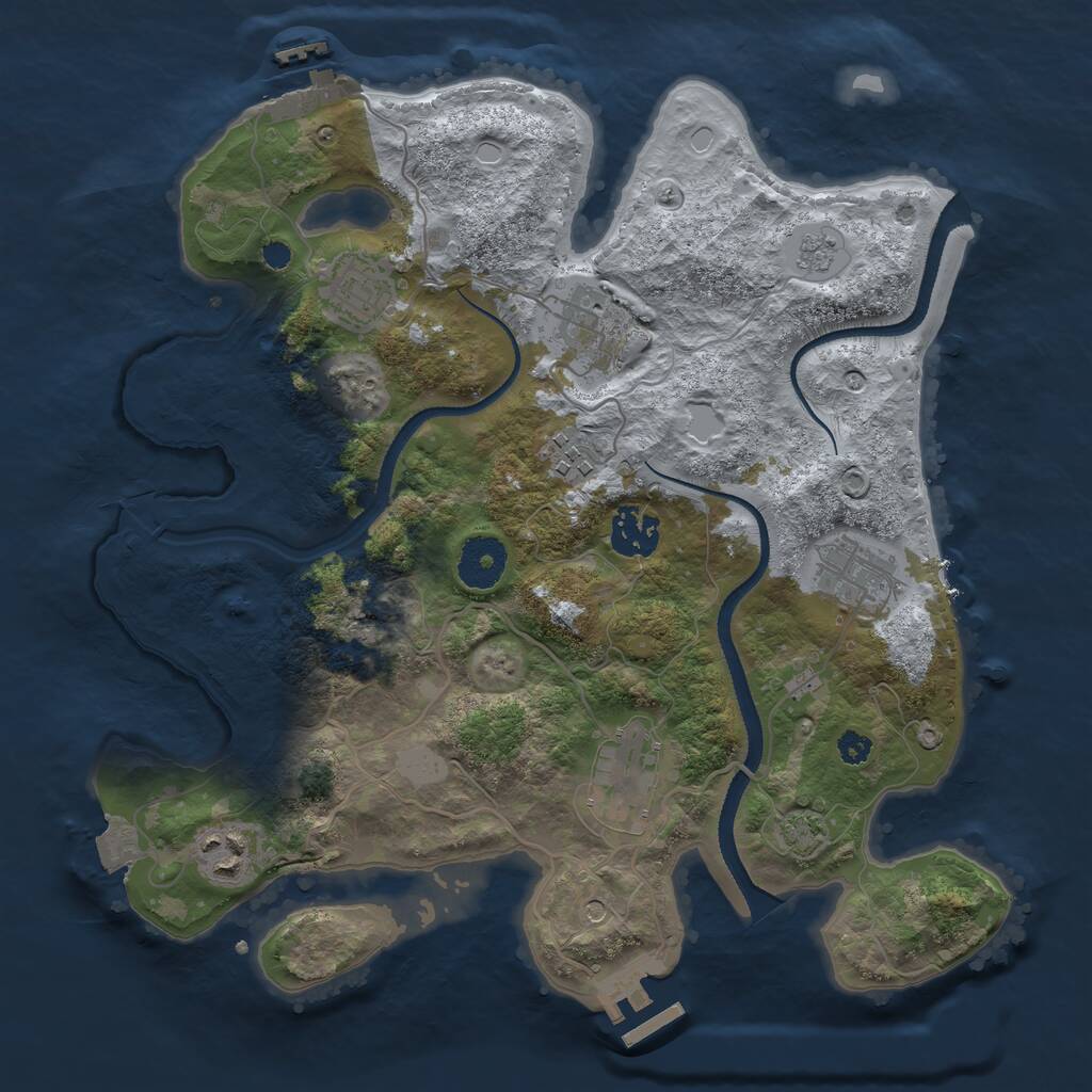 Rust Map: Procedural Map, Size: 3250, Seed: 27895836, 13 Monuments