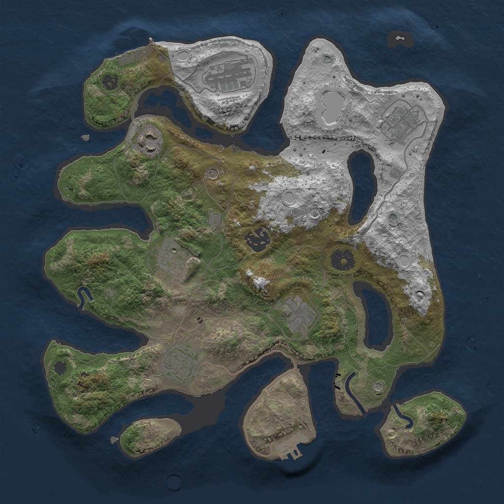 Rust Map: Procedural Map, Size: 3250, Seed: 27895836, 18 Monuments