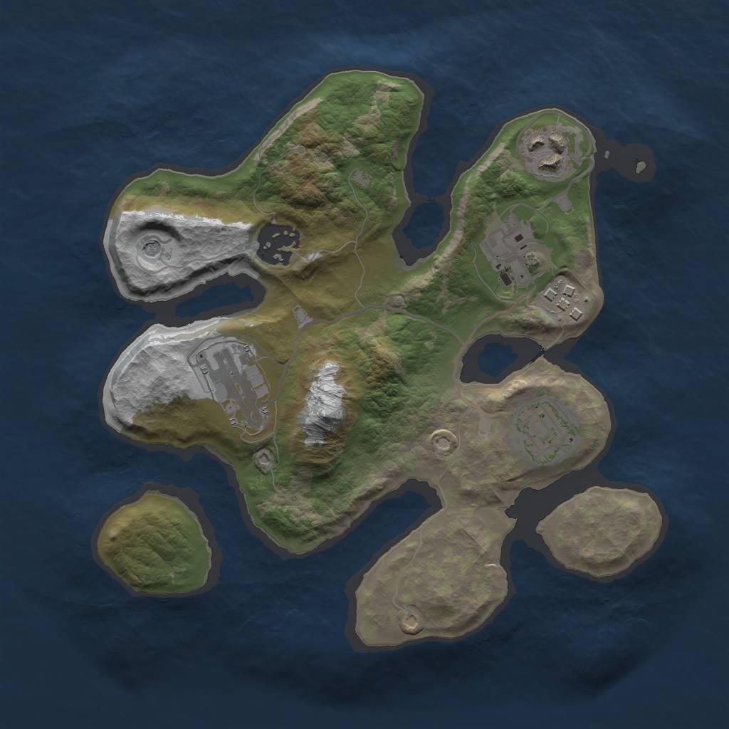 Rust Map: Barren, Size: 2550, Seed: 458551449, 9 Monuments