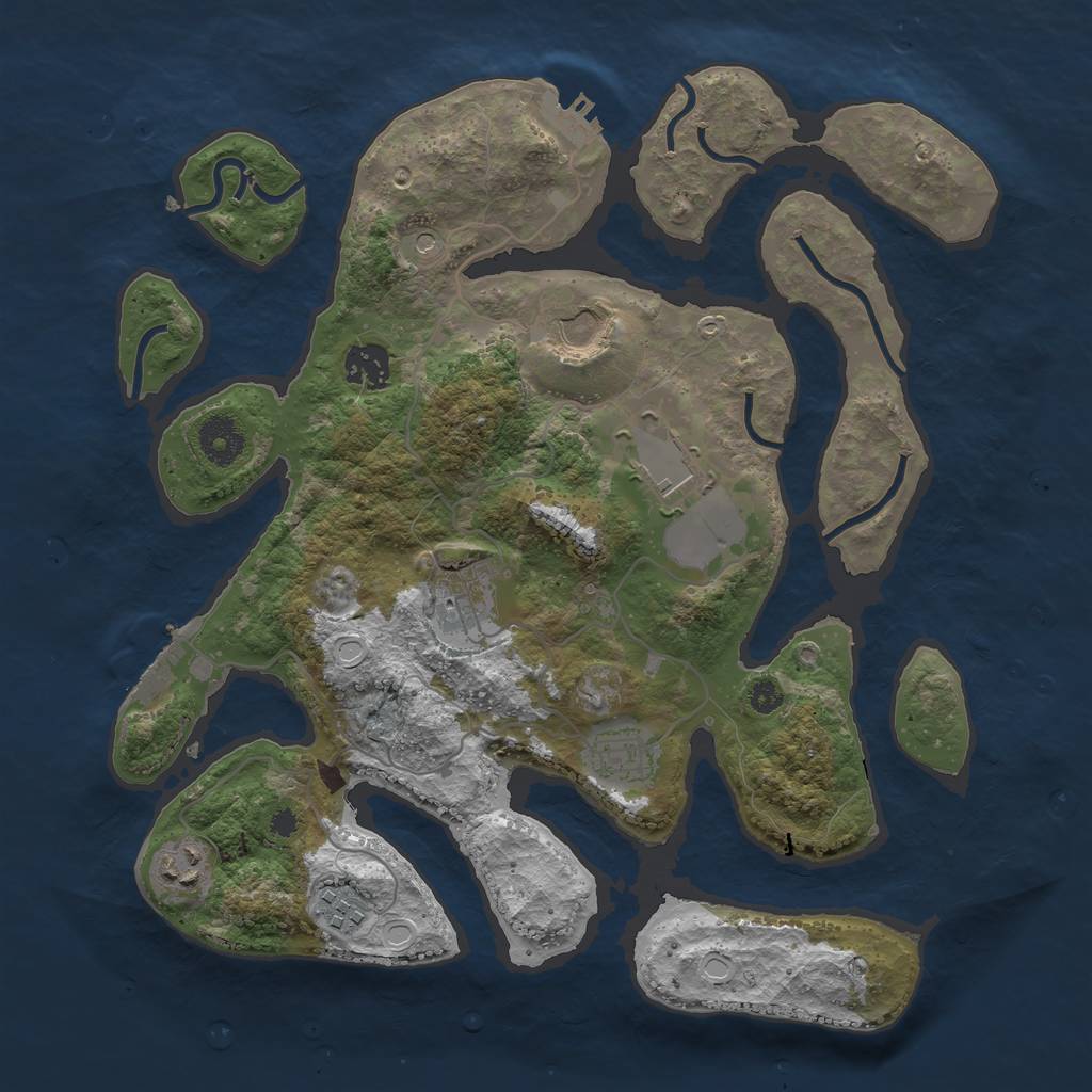 Rust Map: Procedural Map, Size: 3500, Seed: 275209499, 18 Monuments