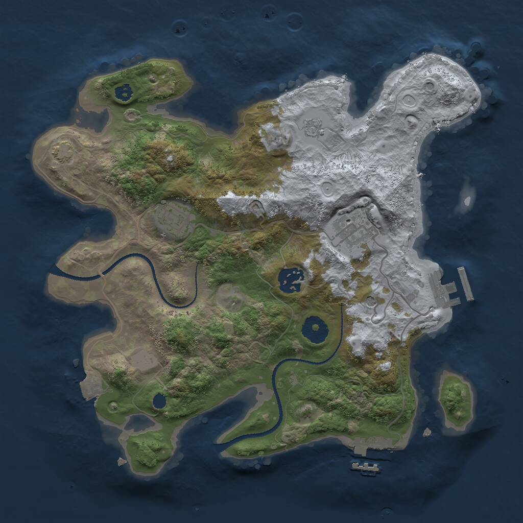Rust Map: Procedural Map, Size: 3000, Seed: 1845269779, 9 Monuments