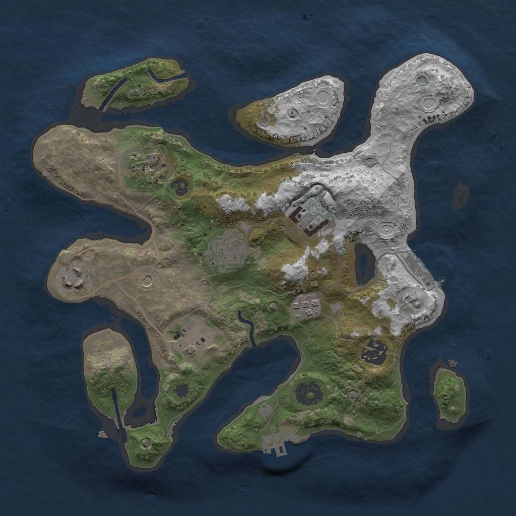 Rust Map: Procedural Map, Size: 3000, Seed: 1845269779, 18 Monuments