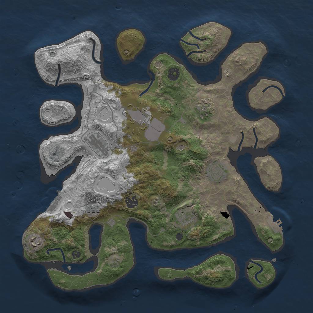 Rust Map: Procedural Map, Size: 3700, Seed: 651735739, 19 Monuments