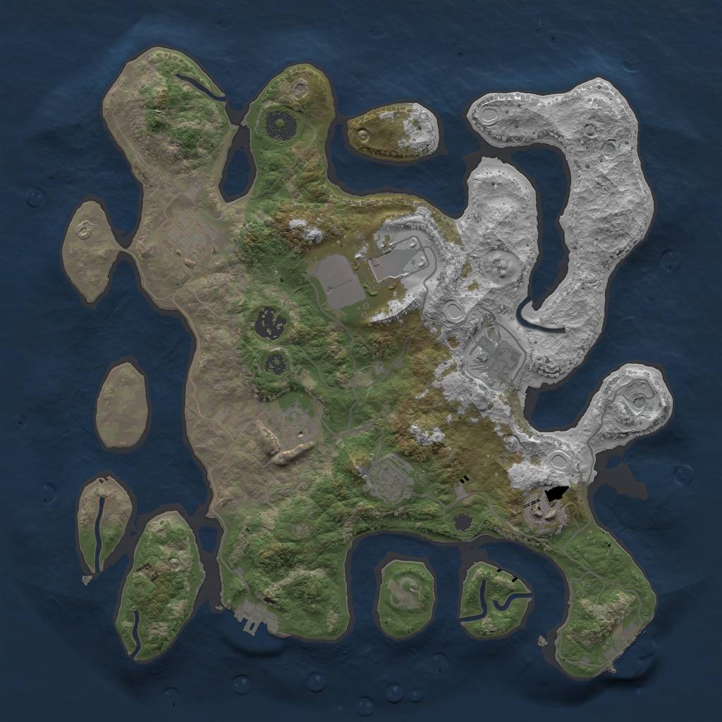 Rust Map: Procedural Map, Size: 3500, Seed: 795773308, 18 Monuments