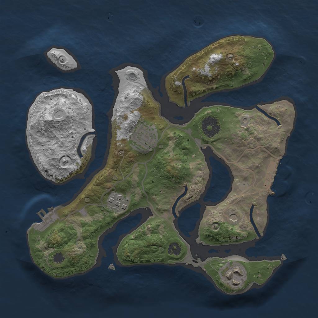 Rust Map: Procedural Map, Size: 2500, Seed: 1233, 14 Monuments