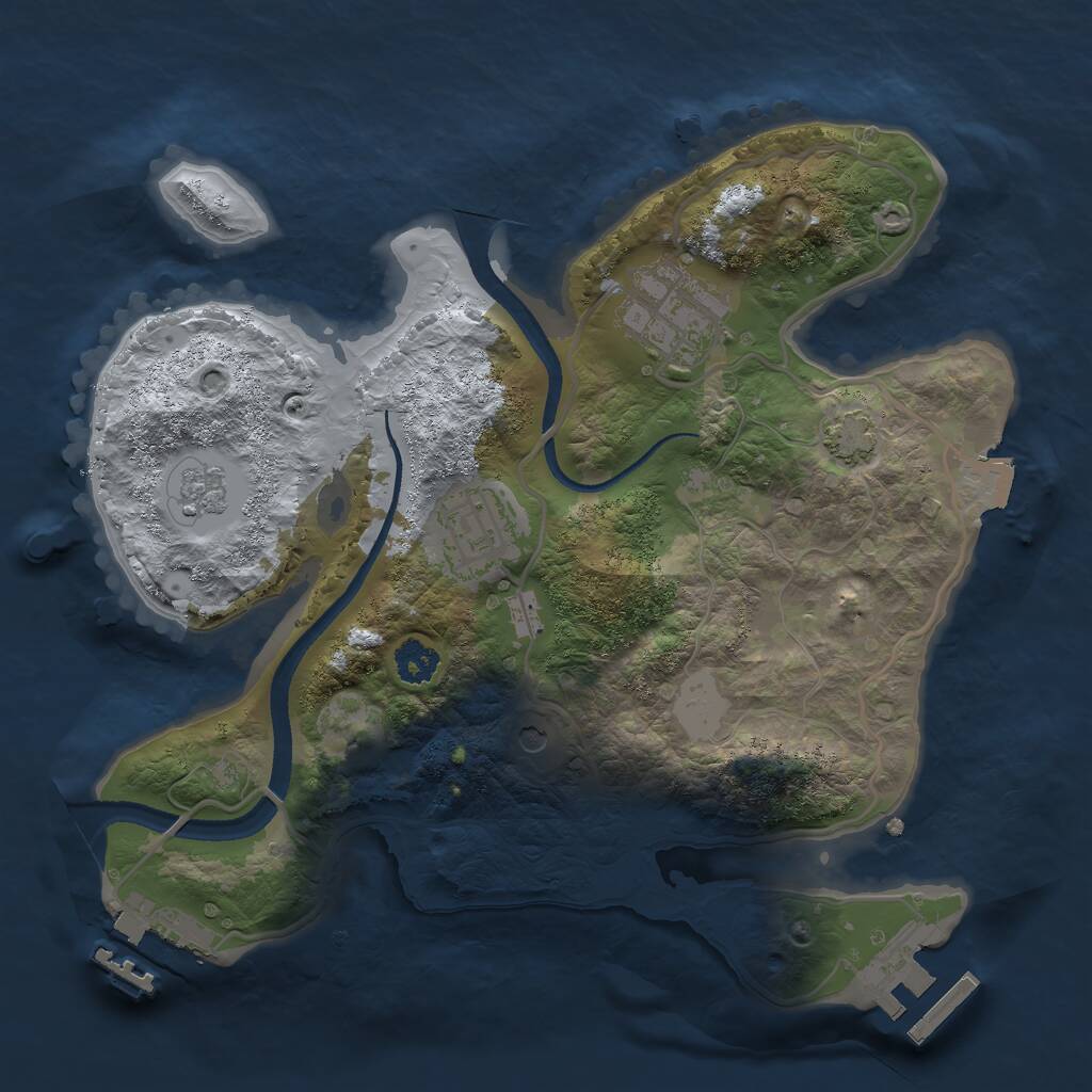 Rust Map: Procedural Map, Size: 2500, Seed: 1233, 8 Monuments