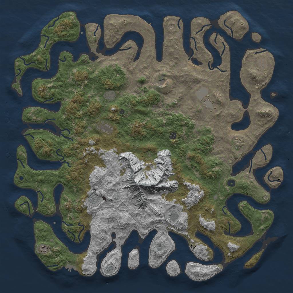 Rust Map: Procedural Map, Size: 6000, Seed: 98765, 22 Monuments