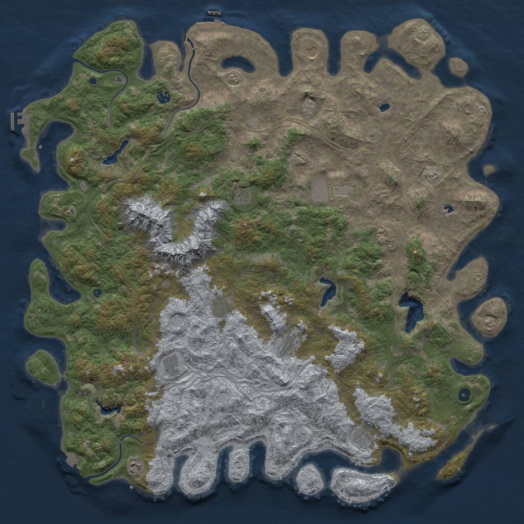 Rust Map: Procedural Map, Size: 6000, Seed: 98765, 17 Monuments