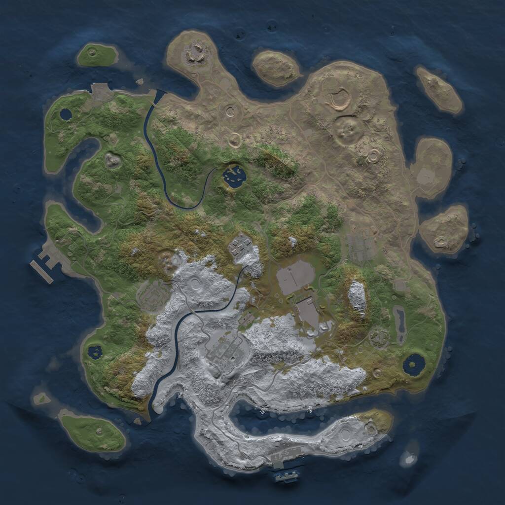 Rust Map: Procedural Map, Size: 3500, Seed: 62598715, 13 Monuments
