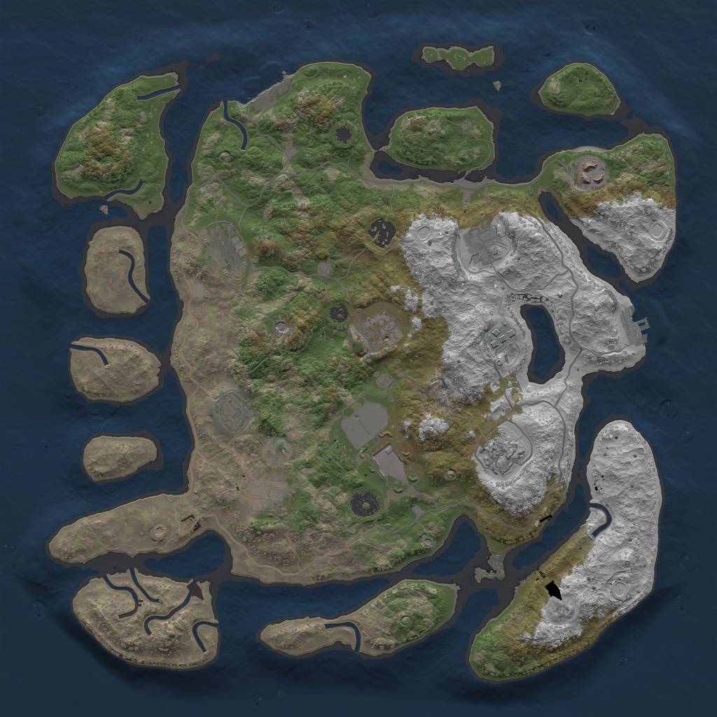 Rust Map: Procedural Map, Size: 4000, Seed: 1390368777, 21 Monuments