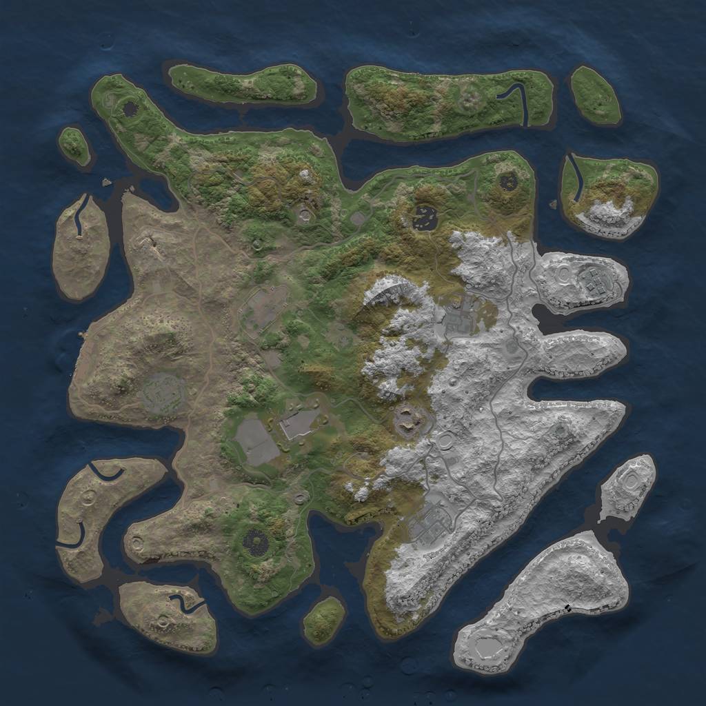 Rust Map: Procedural Map, Size: 4000, Seed: 651897, 18 Monuments