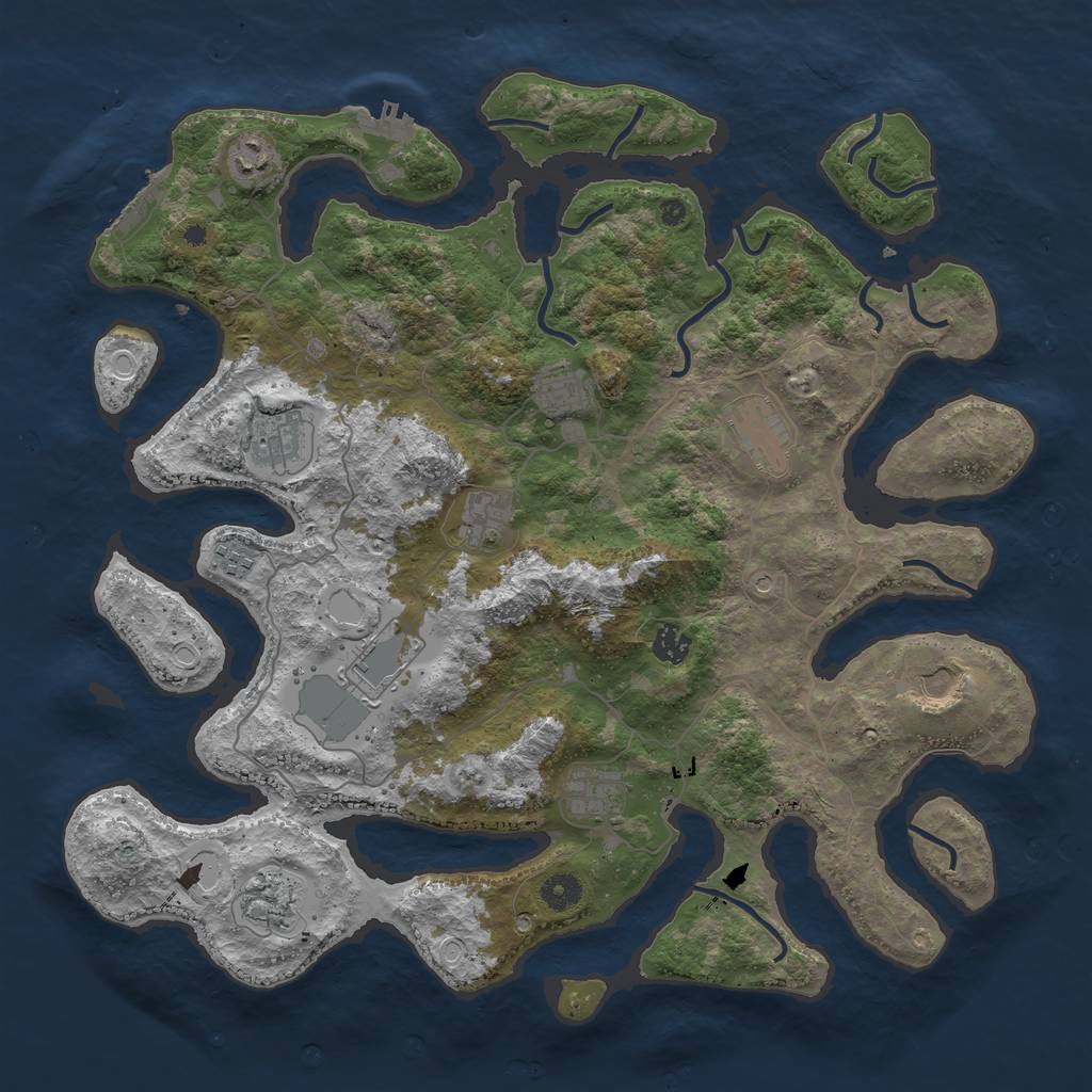 Rust Map: Procedural Map, Size: 4250, Seed: 1962436934, 22 Monuments