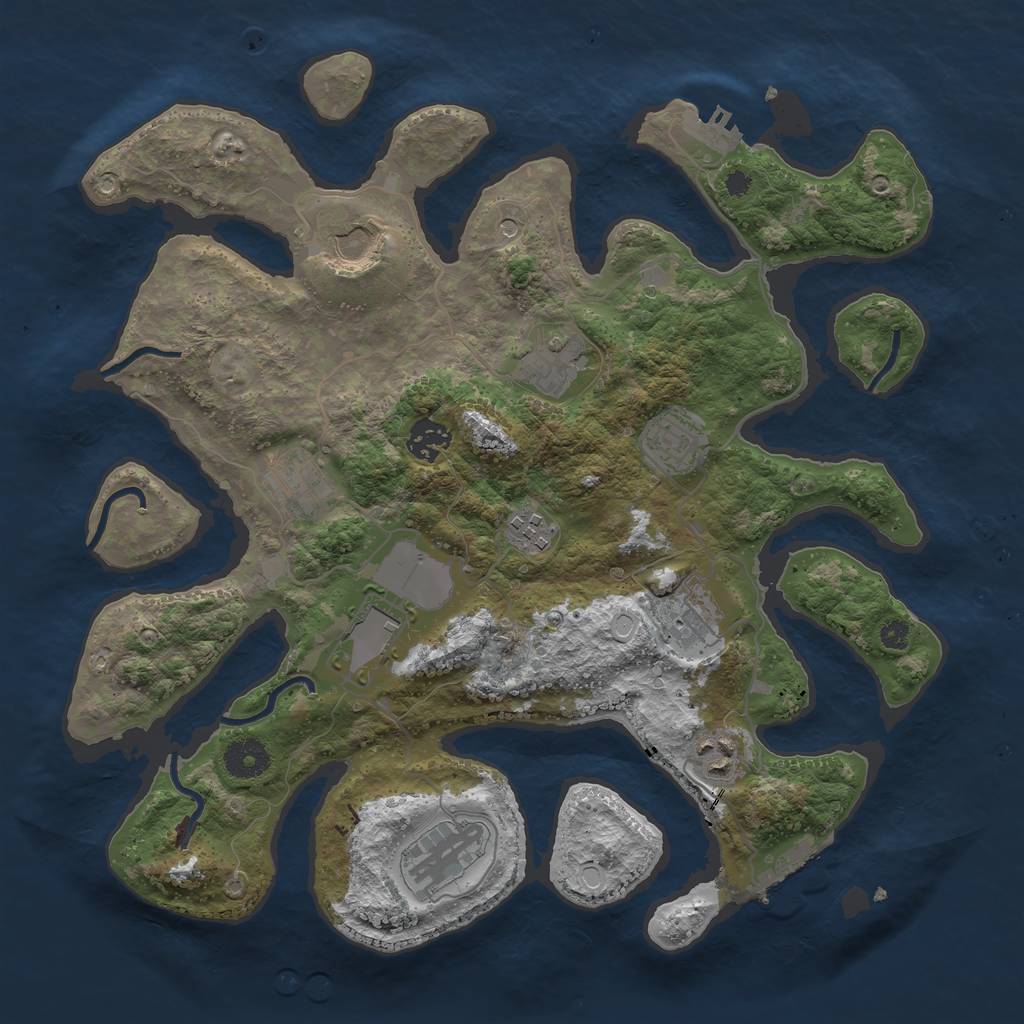 Rust Map: Procedural Map, Size: 3600, Seed: 50442488, 21 Monuments