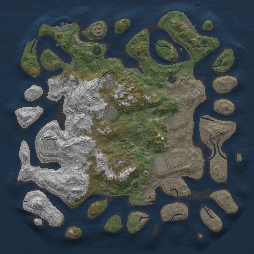 Rust Map: Procedural Map, Size: 4500, Seed: 950999410, 20 Monuments