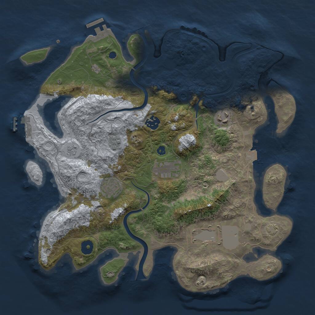 Rust Map: Procedural Map, Size: 3500, Seed: 454635, 12 Monuments