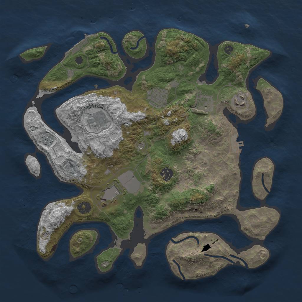 Rust Map: Procedural Map, Size: 3500, Seed: 454635, 18 Monuments