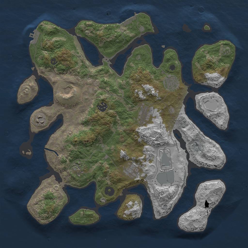 Rust Map: Procedural Map, Size: 3800, Seed: 23, 20 Monuments