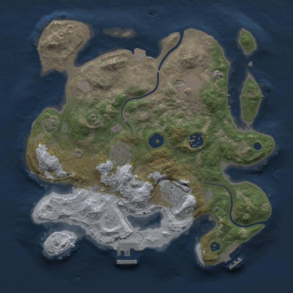 Rust Map: Procedural Map, Size: 3000, Seed: 1398312180, 10 Monuments