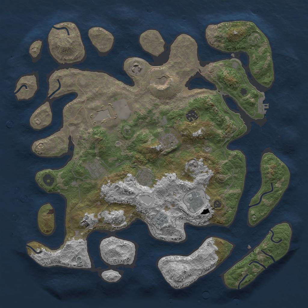 Rust Map: Procedural Map, Size: 4030, Seed: 1735921238, 19 Monuments