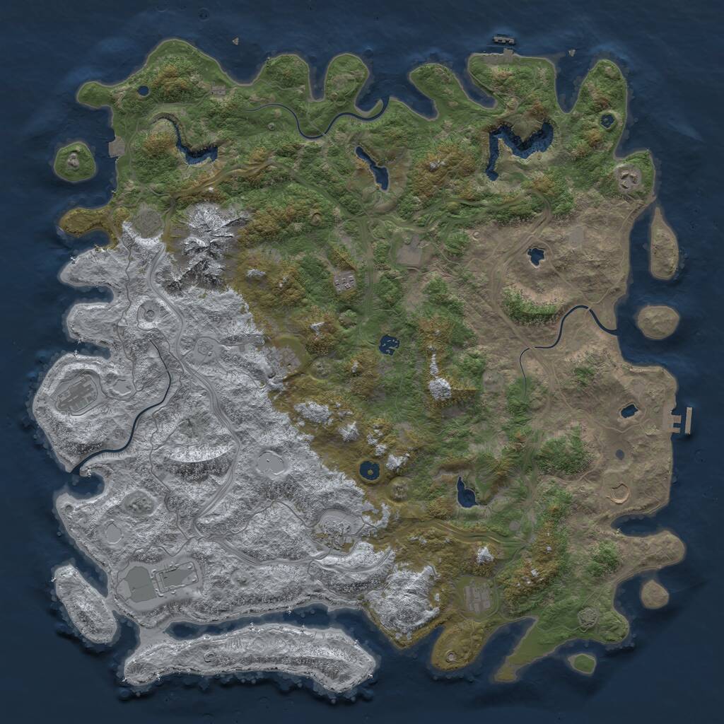 Rust Map: Procedural Map, Size: 5500, Seed: 47652, 17 Monuments