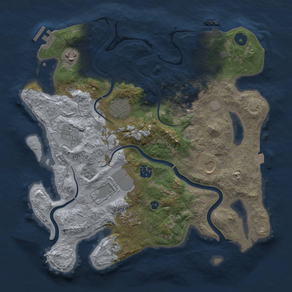 Rust Map: Procedural Map, Size: 3500, Seed: 882787284, 14 Monuments