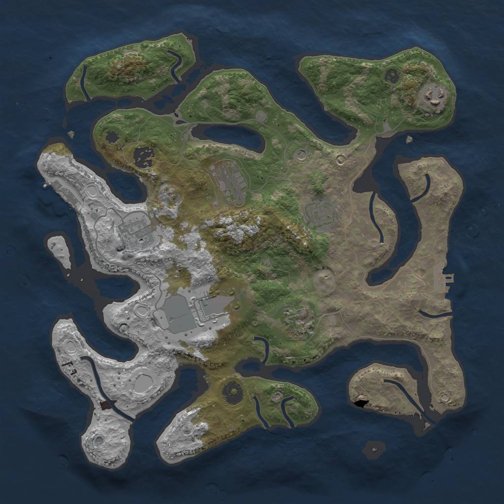 Rust Map: Procedural Map, Size: 3500, Seed: 882787284, 18 Monuments