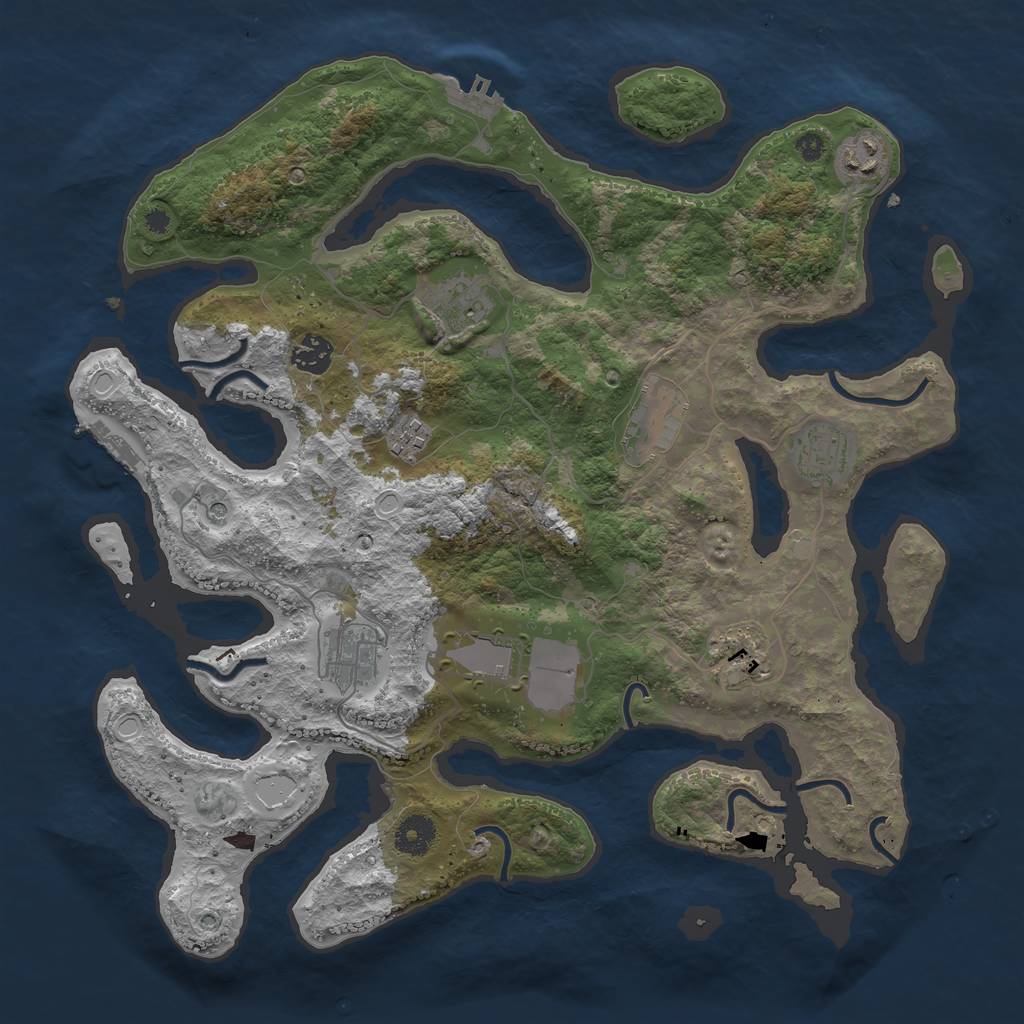 Rust Map: Procedural Map, Size: 3800, Seed: 882787284, 20 Monuments